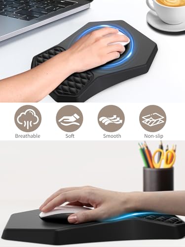 3-in-1 Ergonomic Keyboard Stand with Wrist Rest & Mouse Pad Set, Black | Comfy Keyboard Riser Holder Soft Mousepad with Massage Design, Memory Foam and Non-Slip PU Base for Pain Relief - color: Black