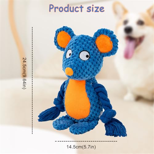 Plush Mouse Squeaky Dog Toy,for Aggressive Chewers | Built-In Squeaker,Natural Cotton Rope Legs,Reinforced Texture For Medium Dogs,Small Breed Teething,Machine Washable - color: mouse