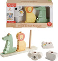 Fisher-Price Wood Baby Toy Stack & Sort Animals, 10 Wooden Pieces for Developmental Play for Infants & Toddlers Ages 1+ Years - style: Animals