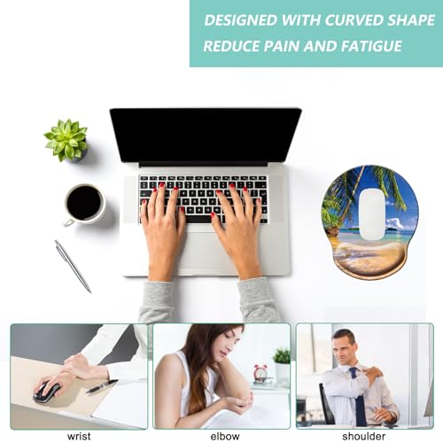 Mouse Pad with Wrist Support, Ergonomic Mouse Pad with Memory Foam Wrist Rest Cushion, Non-Slip Rubber Base Gaming Mice Pad for Home Office Computer Laptop, Beach Tree - color: M39-Beach tree