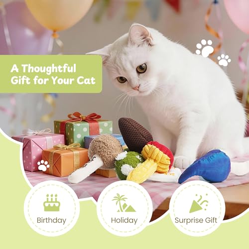 5 Pack Catnip Toys, Cat Toys with Catnip & Silvervine, Colorful Mushroom Kitten Teething & Cat Chew Toys with Different Textures, Funny Cat Kicking Toys for Indoor Cats - color: Mushroom