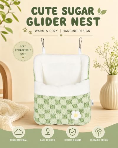 Sugar Glider Sleeping Pouch, Hanging Warm Sleeping Pouch Bag | Small Animal Hideout Habitat, Winter Warm Plush Sleeping Bag, Sugar Glider Cage Accessories for Hamsters Chipmunk Squirrels