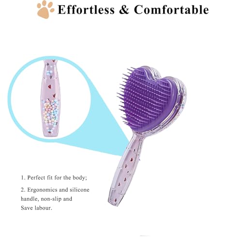 Small Dog Brush, Soft Dog Brush for Shih Tzus, Yorkies, Maltipoos, Maltese ， Love Shape Puppy Massaging Hair Brush, Cat Brush, for Small Dogs Cats Rabbits of All Hair Types (Purple) - color: Purple