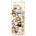 Stuffed Animal Storage & Organizer, Wooden Large Capacity Stuffed Animal Zoo with Elastic Cords, Sturdy Space-Saving Plushie Toy Shelf Cage Tower for Bedroom Playroom Nursery 54 in, Easy to Install