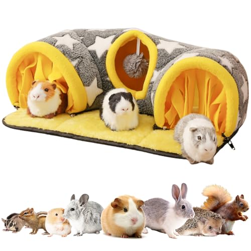 Avont Guinea Pig Tunnel, Small Animal Hideaway Tube Toy | Cozy Plush Tunnel for Guinea Pigs and Small Pets with Non-Slip Bottom and 2-In-1 Design in Medium Size Starry - color: Star, size: Medium