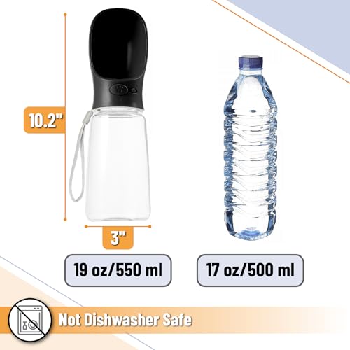 Mr. Pen- Portable Dog Water Bottle, 19 oz, Large | Leak Proof Puppy Water Dispenser with Drinking Feeder for Pets, Outdoor Walking, Hiking, Travel, Not Dishwasher Safe - color: Black