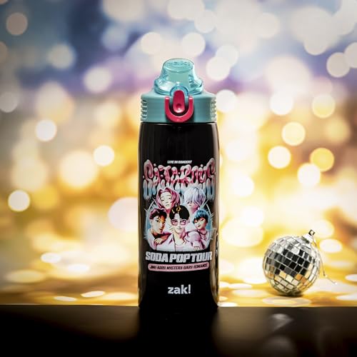 Zak Designs KPop Demon Hunters Sage 19oz Leak-Proof Straw Kids Water Bottle | BPA Free, Insulated Stainless Steel, Cupholder Friendly, Dishwasher Safe, Lid Lock, Handle, For School, Home, Travel, Outdoor - color: KPop Demon Hunters (Saja Boys Soda Pop Tou