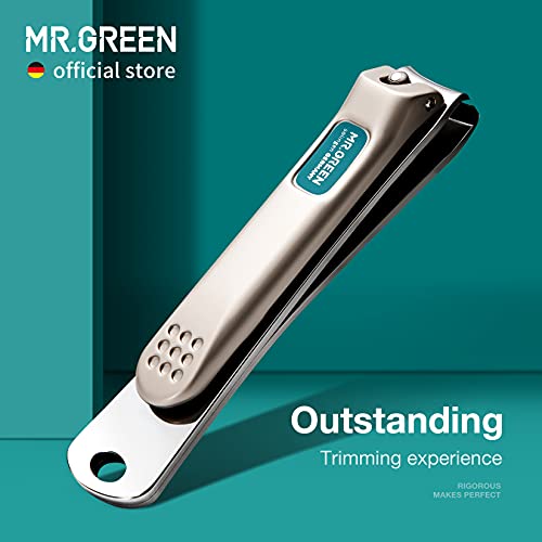 MR.GREEN Nail Clippers Curved Blades Fingernail Cutter Nippers Manicure Scissors Stainless Steel Pedicure Tools with Nail Flies (Medium-Red) - color: Medium-red