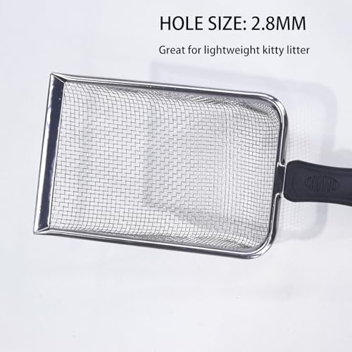Cat Litter Scoop with Stainless Steel Mesh, 2.8mm Hole | Kitty Litter Scoop, Deep Shovel, Kitten Pooper Lifter, for Cat Litter, Chicken Coop Sand, Beach Sand
