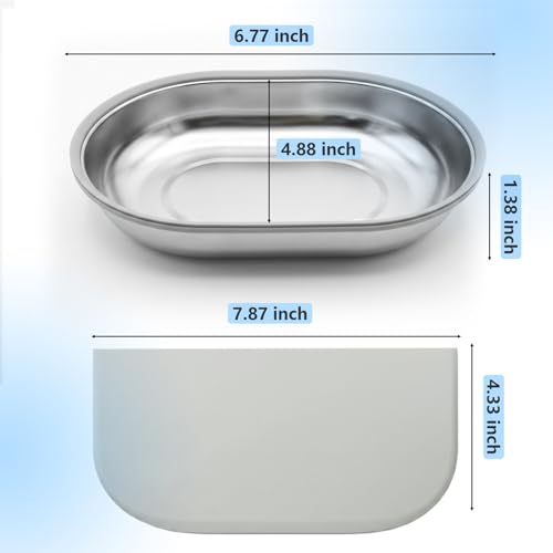 Stainless Steel Bowl for Automatic Pet Feeder, SUS 304, 2 Bowls with 1 Mat