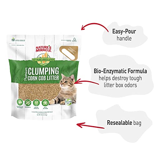 Nature’s Miracle Premium Clumping Corn Cob Litter, 10 Pounds, Made with Real Corn Cob for Fast-Clumping Litter for Multi-Cat Households (Pack of 2) - size: 10 lb (Pack of 2)