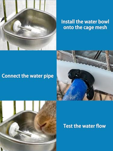 Rabbit Drinking Water Bowl, 10PCS Nipple Drinker Feeder Pet Cage | 3.54x2.60x1.18in Stainless Steel Watering Dispenser System, Bunny Equipment for Breeding Cages