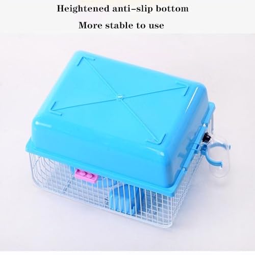 Small Pet Hamster Cage with Running Wheel Water Bottle Food Basin Portable Carrier House Mice Home Habitat for Going Out, Traveling (Green) - color: Green