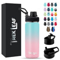 Travel Water Bottle with 3 Lids (Spout, Straw, Flip) Leak Proof, Quality, Vacuum Insulated, Stainless Steel (Hydrangea, 18 oz) - color: Hydrangea, size: 18 Ounces