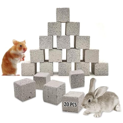 Hamiledyi 20 Pcs Chinchilla Lava Blocks Rabbit Chew Toys | Bunny Lava Teeth Grinding Stone Small Animal Mineral Calcium Stone for Hamsters Rabbits Chinchillas Squirrels Rats Parrots - size: 1.57 Inch Diameter