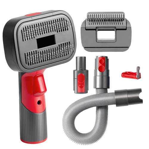 2-in-1 Pet Grooming Kit Compatible with Dyson V7 V8 V10 V11 V15 Cleaner | Dog Hair Vacuum Attachment Removes Loose Hair Dander Undercoat Tangles Self-Cleaning with Extended Vacuum Hose Trigger Lock - color: Pet Grooming Kit Suitable for Large Breed Dog or