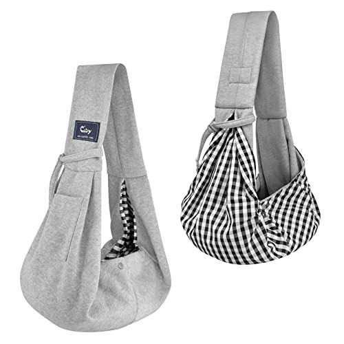 Dog and Cat Sling Carrier - Hands Free Reversible Pet Papoose Bag - Soft Pouch and Tote Design - Suitable for Puppy, Small Dogs Cats Outdoor - color: Classic Grey