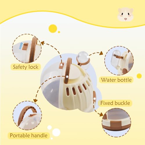 Hamster Carrier Cage Portable Cages Small Animals Carry Travel Case with Water Bottle Plastic Breathable Guinea Pig Outgoing Cage for Dwarf Hamster Ferret Chinchillas Hedgehog (Brown) - color: 【Brown】