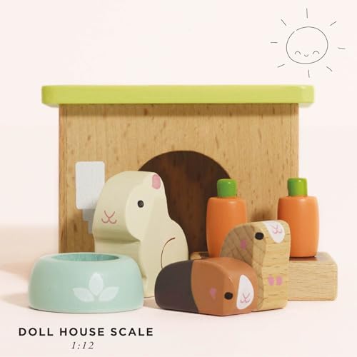 Le Toy Van - Adorable Wooden Daisylane Bunny & Guinea Accessories Play Set for Dolls Houses | Girls Dolls House Furniture Sets - Suitable for Ages 3+ (ME045)