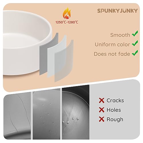 SPUNKYJUNKY 13.5OZ Ceramic Dog and Cat Bowl, Modern Cute Weighted Food Water Bowl for Replacement White (2 Pack) - color: White, size: 1.7 CUPS × 2