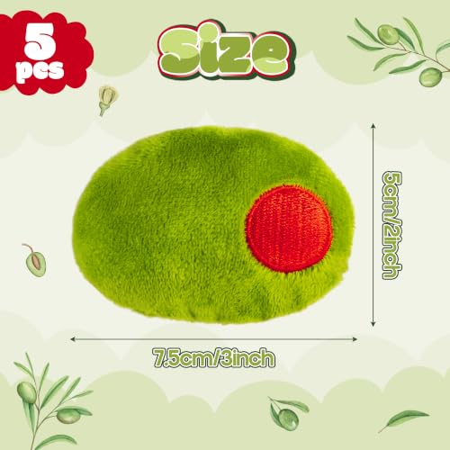 5Pcs Olive Catnip Crinkle Paper Sound Toys for Cat, Catmint Cat Toy Gift | Soft Cotton, Durable for Chew Kick, Catnip Filled Plush Green Olive Interactive Toy for Indoor Kittens Boredom Exercise Play - style: Olive (with Crinkle Paper)