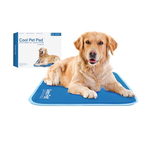 The Green Pet Shop Cool Pet Pad - Large, Blue - Self-Cooling, Pressure Activated Mat for Dogs & Cats from 46-80 lbs - Non-Toxic Gel, No Water Needed - color: Blue, size: Large