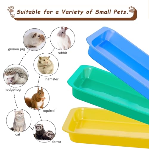 3 Pcs Kitten Litter Box,9.6"*7.2''*0.9'' Plastic Portable Small Litter Pan Low Entry Waterproof Bunny Cat Litter Box,Multi Color Nonstick Litter Tray Travel Toilet for Small Pet Guinea Pig Rabbit