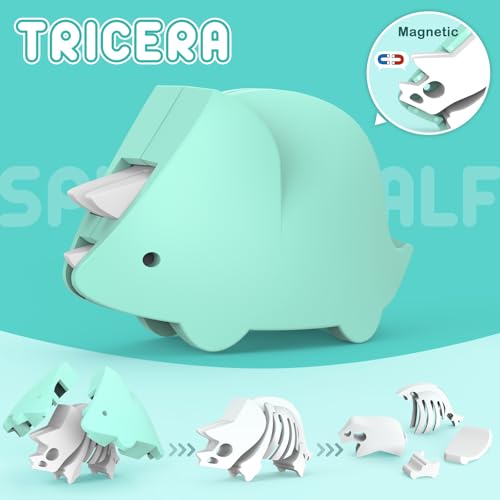 Magnetic Animal Building Toys, STEM Toddler Learning Toys 3D Puzzle Animals for Boys Girls, Educational Magnetic Travel Montessori Toy Lion Elephant, Unique Birthday Gift (Dinosaur Animals, Count, 4) - style: Dinosaur Animals