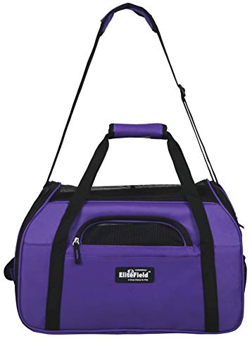EliteField Soft-Sided Pet Carrier for Cats & Small Dogs (3-Year Warranty) | Airline Approved, Removable Bed & Cover, Built-In Leash, Luggage Sleeve, Seat Belt Loop, Waterproof, Durable, Foldable - color: Purple, size: 19.0"L x 10.0"W x 13.0"H