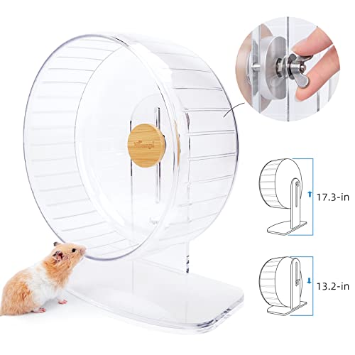 Niteangel Super-Silent Hamster Exercise Wheel: Quiet 12.8" Running Wheel | Can 13.2-17.3" Adjustable Height - No Bend Back Spinner Running for Dwarf Syrian Hamster Gerbils Mice Or Other Small Animal - color: Transparent, size: Extra Large