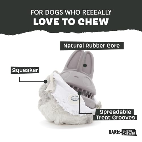 BarkBox Hare Raiser Super Chewer - 2-in-1 - Toy for Medium to Large Dogs | Durable Dog Toy for Aggressive Chewers - Plush - color: Hare - Large