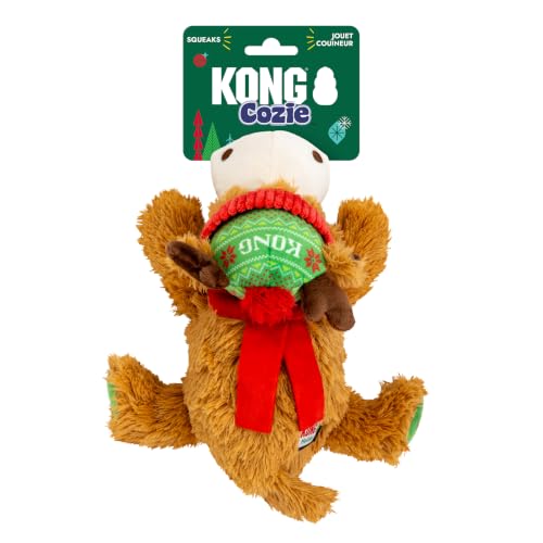 KONG Cozie Plush Dog Toy with Squeaker (Holiday Reindeer, Medium) - size: Medium, style: Holiday Reindeer