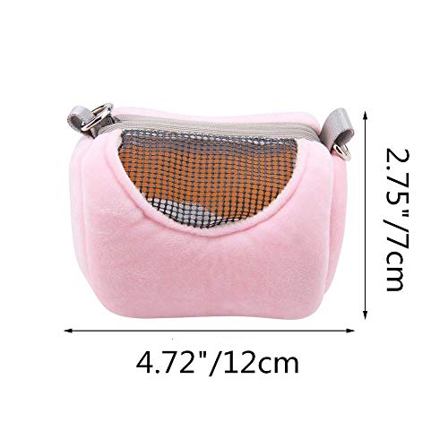 Dwarf Hamster Carrier Bag Portable Cylinder Warm Outdoor Bag with Adjustable Single Shoulder Strap (Pink) - color: Pink