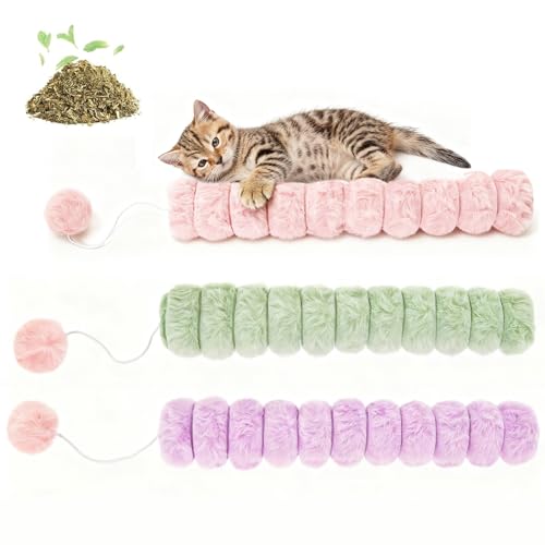 Cat Kicker Toy 3 PCS, Quiet Cat Catnip Toys for Indoor Cats | Interactive Cat Toy Pillows Long Cat nip Toys for Kitten 14.6in/37cm - style: Quiet 3pcs