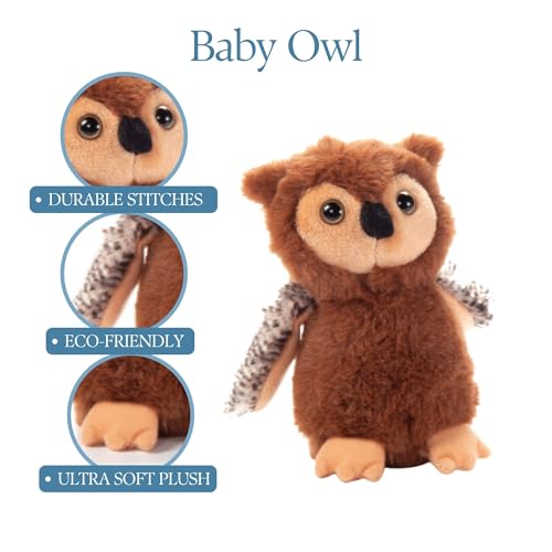 The Petting Zoo Owl Stuffed Animal Plushie, Gifts for Kids, Wild Onez Babiez Wildlife Animals, Brown Owl Plush Toy 6 Inches - color: Owl