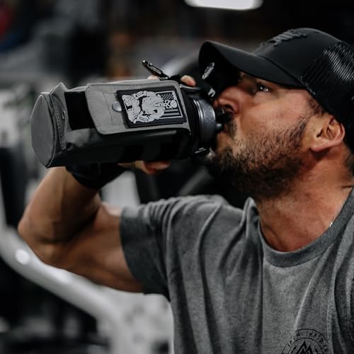 Iron Infidel Battle Bottle - 32 Oz Insulated Water Bottle with Straw Lid & Chug Cap, Stainless Steel Metal Flask Includes Rugged, Removable Sleeve for Keys, Wallet, & Phone (Earned, Not Given 1 Liter) - color: 32oz - Earned, Not Given, size: 32 Ounces