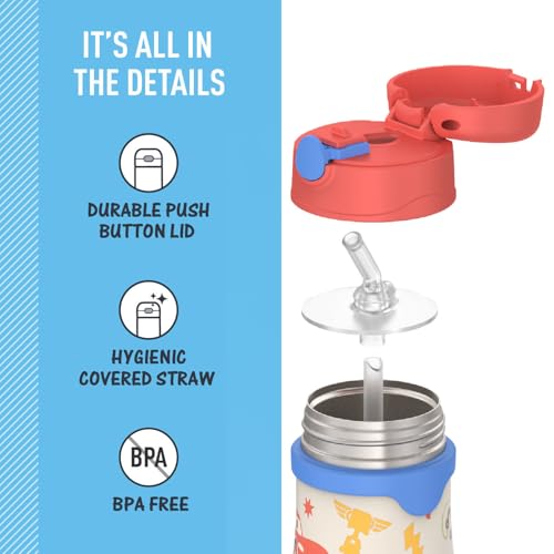 Thermos Baby 10 oz. Stainless Steel Bottle with pop-up straw, Cars - color: Cars, size: 10 Ounces