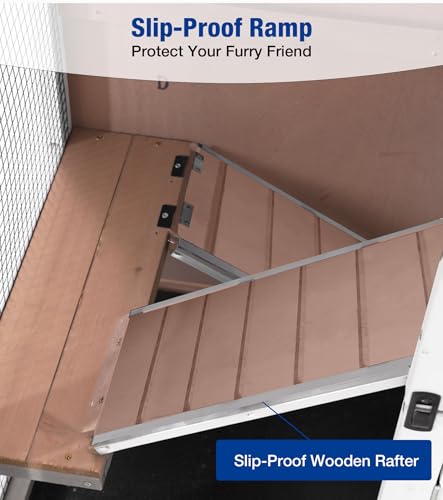 2-Story Rabbit Hutch with Wheels, Bunny Cage with Two Deepened Leak-Proof Trays, Indoor Outdoor Guinea Pig Cage with Waterproof Asphalt Roof - Brown - color: 44"L Milk Coffee