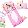 Kids Sleeping Bag, 3 in 1 Larger Plush Animal Toddler Nap Mat | Slumber Bag for Travel Sleepover Birthday Daycare Preschool Kindergarten, Boys Girls - color: Pink Dinosaur, size: 61"*27