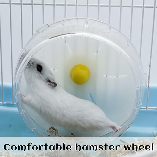 WishLotus Hamster Running Wheel, Silent Jogging Exercise Toy Hamsters Cage Accessory for Drawf Hamster Golden Silk Shih Tzu Bear (Clear) - color: Clear,12cm