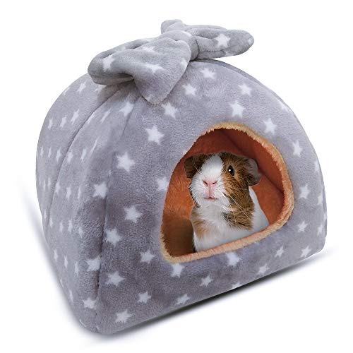 HOMEYA Small Animal Pet Bed, Sleeping House Habitat Nest for Guinea Pig Hamster Hedgehog Rat Chinchilla Hideout Bedding Snuggle Sack Cuddle Cup Cage Accessories with Removable Washable Mat- XL(Grey) - color: Grey