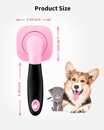 Glendan Dog & Cat Brush- Slicker Pet Brush- Shedding Grooming Tools(Pink) | 180° Pivoting Head Reaches Paws/Belly, Detangles Mats Loose Fur, Massaging Tips Soothe Skin, Non-Slip Grip, Easy to Carry - color: Pink, size: Small