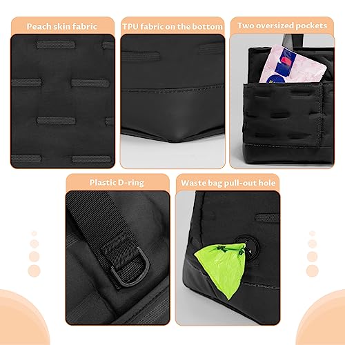 Petsfit Small Dog Purse Carrier, Portable Pet Carrier Tote Cat Carrier with Adjustable Safety Leashs, Pocket, Poop Dispenser, Waterproof TPU Bottom, Black - color: Black