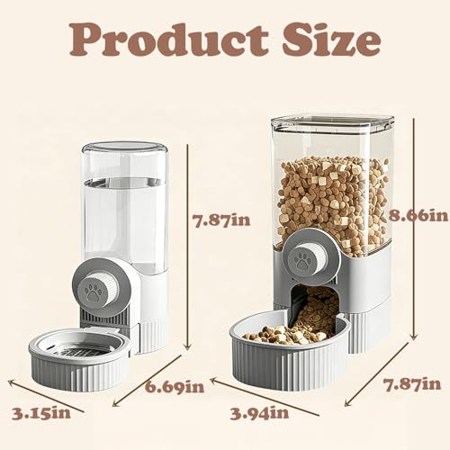 Hanging Automatic Pet Food Water Dispenser, Auto Gravity Pet Feeder and Waterer Set, Cage Cat Food Bowl Dog Feeding Station for Small Dog Cat Rabbit