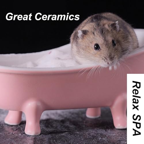 Small Animal Hamster Sand Bathtub, Bird Bathroom, Ice Accessories Cage Toys, Ceramic Relax Habitat House, Sleep Pad Nest for Hamster, Food Bowl for Guinea Pigs/Squirrel/Chinchilla - color: Pink