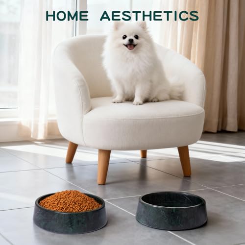 SAMAH Green Marble Dog Bowl, Non-Slip Dog Food Water Bowl, Large Weighted Stone Dish, Natural Marble Heavy Pet Bowl, Easy to Clean, Gifts for Cat Lovers, Perfect Cat Dog Gifts, Holds 6 Cups(6 lbs) - color: Green, size: L