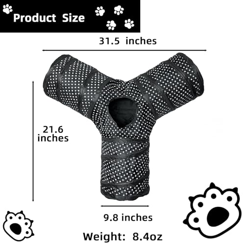 Cat Tunnel Collapsible, More Interactive Indoor Play Toy Tube for Cats & Kittens with Hanging Ball and Peekaboo Holes(Y) - size: Y