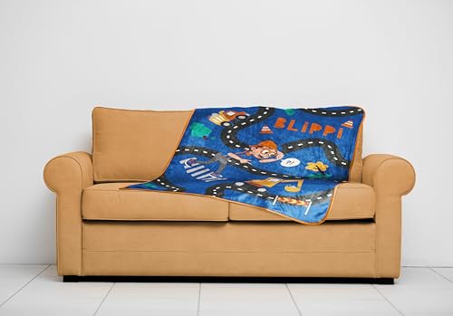Jay Franco Kids Plush Throw Blanket – Soft & Cozy Fleece Throw for Bedroom & Couch Décor, Official Licensed Product, Blue - Blippi, 40x50 - Travel Blanket - color: Blue - Blippi, size: 40x50 - Travel Blanket