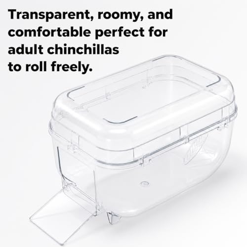 Large Chinchilla Dust Bath House, 11 in Clear Enclosed Hideout | Lift-Off Lid, Raised Rim And Wide Base, For Adult Chinchillas, Dust Baths And Enclosed Hideout Use