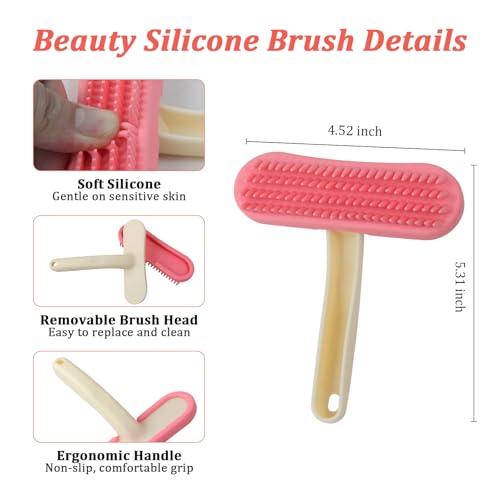 Guinea Pig and Bunny Brush, Beauty Silicone Brush, Soft Smoothing Dog Brush, Shedding Season Helps Untangle Mats and Comb Loose Fur for Chinchillas, Rabbits, Guinea Pigs and Puppies (Pink) - color: Pink